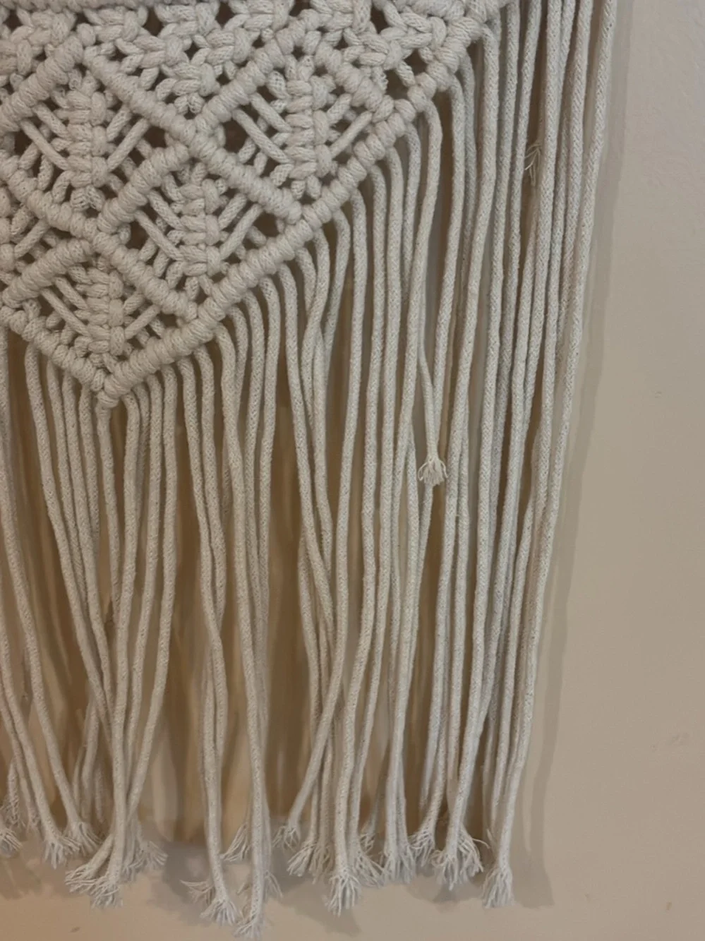 Boho Cream Macrame Wall Tapestry - Handwoven Hanging Decor